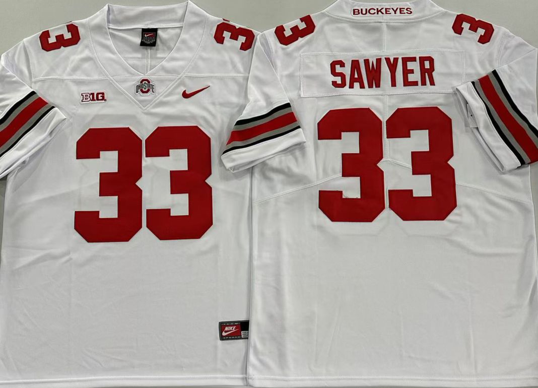 Men Ohio State Buckeyes #33 Sawyer White Nike 2025 NCAA Jersey